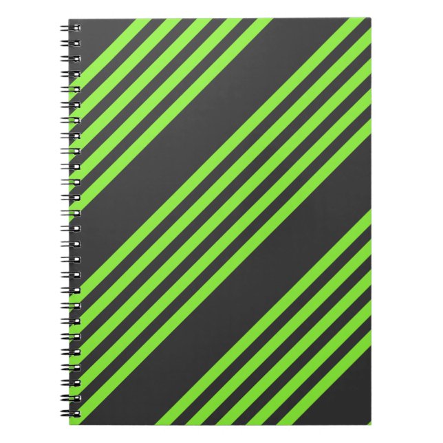 Cuaderno Lime verde y carbón vegetal cinco rayas patrón (Frente)