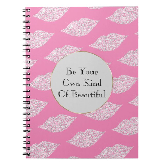 Cuaderno Límites de diamante blanco gris rosado (Frente)