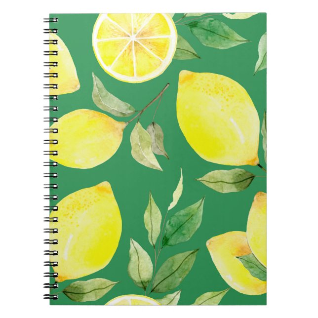 Cuaderno limón, acuarela, fondo, fruta, wallpape (Frente)