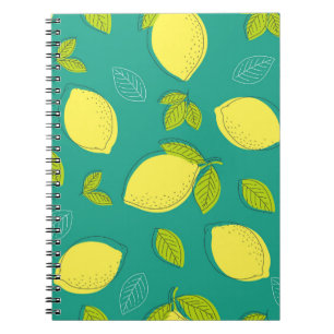 Cuaderno Limón de mano sin soldadura con patrón de hojas en