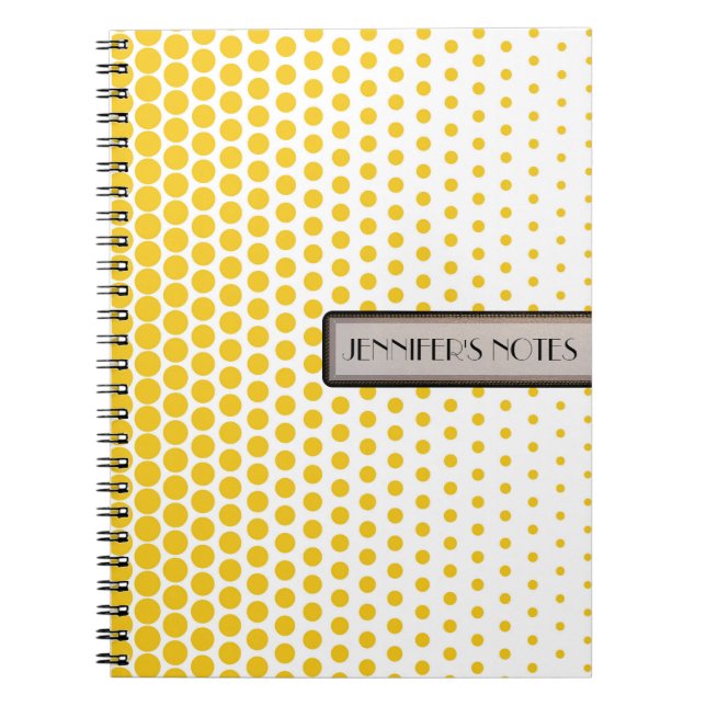 Cuaderno Limon Profundo de Lunares Elegante Moderno Blanco (Frente)