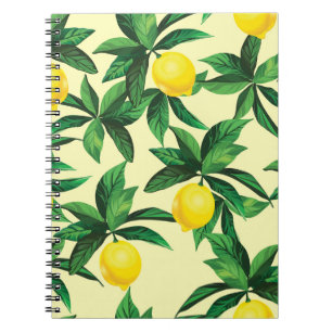 Cuaderno Limón vintage, patrón decorativo sin soldadura