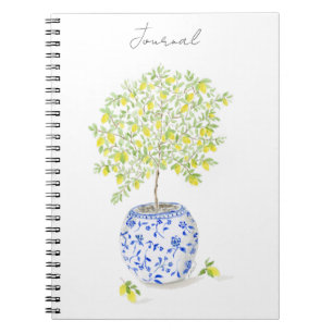 Cuaderno Limonero en Jarrón de Chinoiserie Acuarela