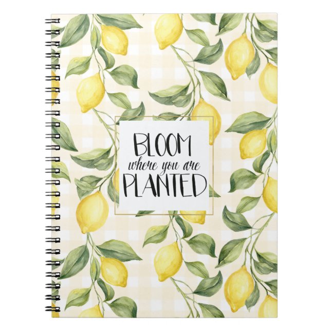 Cuaderno Limones Amarillos Elegantes Florecen (Frente)