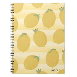 Cuaderno Limones Amarillos Frutas De Verano Acuarela Raya D