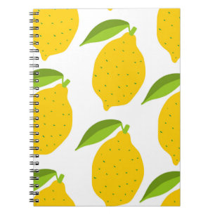 Cuaderno Limones amarillos, patrón artístico sin costura.