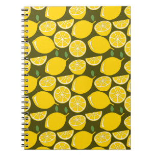 Cuaderno Limones Amarillos y Patrón Verde Oliva: Citrus Mod