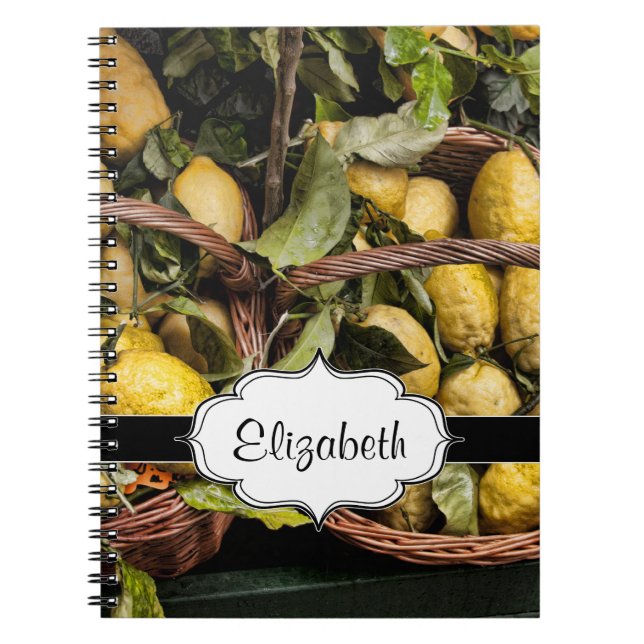 Cuaderno Limones italianos elegantes en una cesta (Frente)