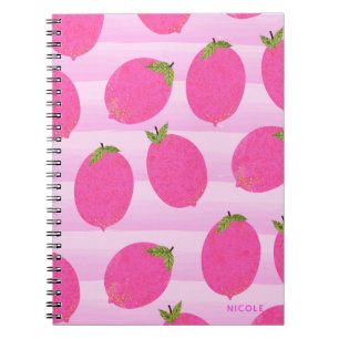 Cuaderno Limones Rosados Limonada Verano Frutas Acuarela Di