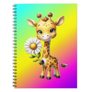 Cuaderno Linda cría de jirafa con flor de margarita-88681
