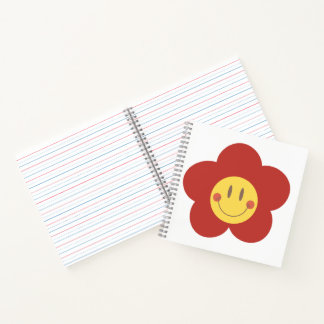Cuaderno Linda Flor Sonriente Estética Retro Cara Feliz Des