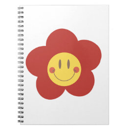 Cuaderno Linda Flor Sonriente Estética Retro Cara Feliz Des