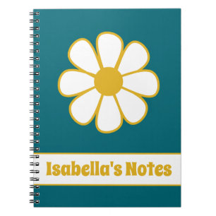 Cuaderno Linda Floral Daisy Individual Personalizada Retro