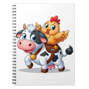 Cuaderno linda vaca/gallina de dibujos animados