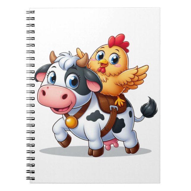 Cuaderno linda vaca/gallina de dibujos animados (Frente)
