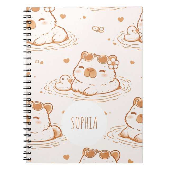 Cuaderno Lindas Chicas Capybara con Nombre Personalizado Es (Frente)