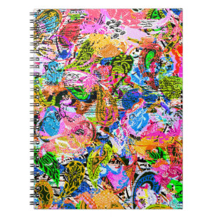 Cuaderno Lindas flores abstractas mezcladas de paisley colo