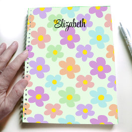 Cuaderno Lindas flores multicolores retro de margaritas par