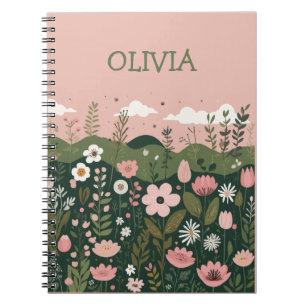 Cuaderno Lindas flores silvestres de dibujos animados perso