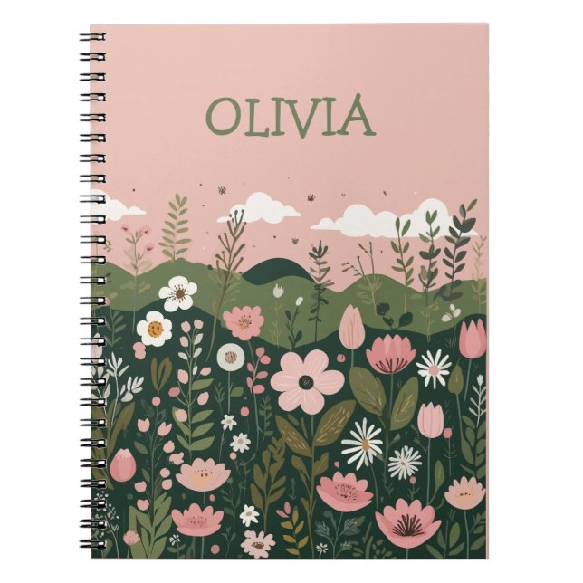 Cuaderno Lindas flores silvestres de dibujos animados perso (Frente)