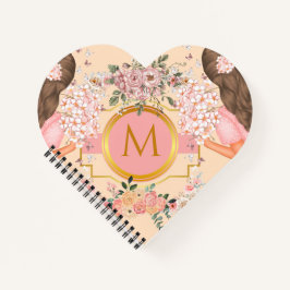 Cuaderno Lindo acuarela Flores rosas monogramadas para ella