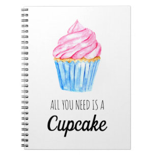 Cuaderno lindo acuarela todo lo que necesitas es cupcake ro