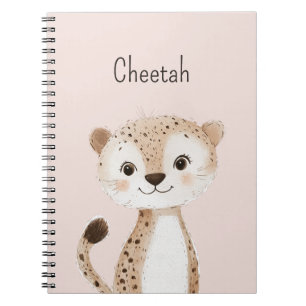Cuaderno Lindo animal de safari guepardo crema rosa rubor