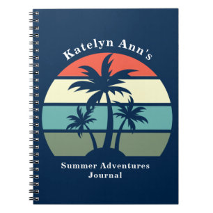 Cuaderno Lindo árbol de palma azul de vacaciones de verano