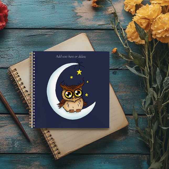Cuaderno Lindo búho marrón creciente estrellas azules (Subido por el creador)