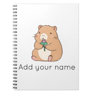 Cuaderno Lindo capybara Kawaii sosteniendo flor de loto ros
