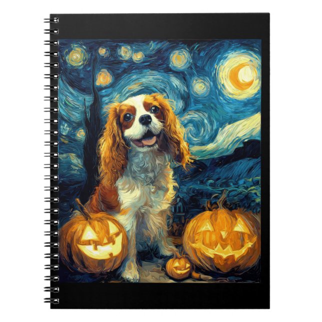 Cuaderno Lindo Cavalier King Charles Spaniel perro Hallowee (Frente)