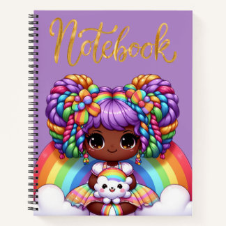 Cuaderno lindo / Chica chibi adorable de arcoíris