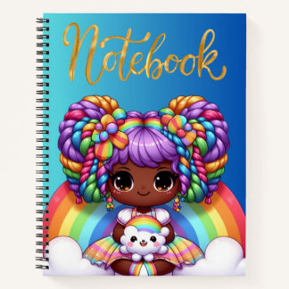 Cuaderno lindo / Chica chibi adorable de arcoíris