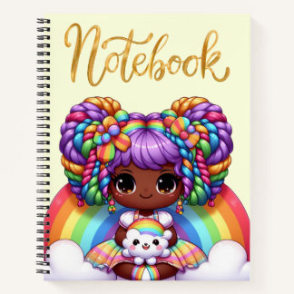 Cuaderno lindo / Chica chibi adorable de arcoíris