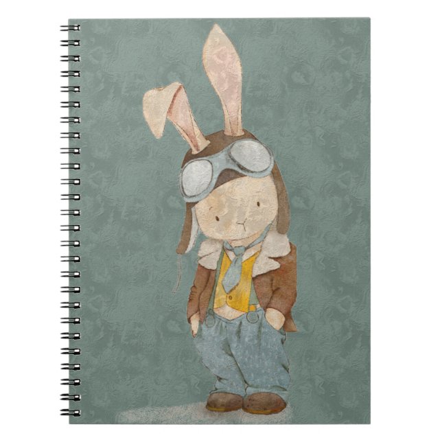 Cuaderno lindo conejo en un casco piloto (Frente)
