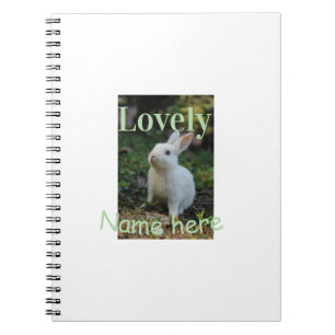 Cuaderno Lindo conejo mascota nombre foto verde pastel