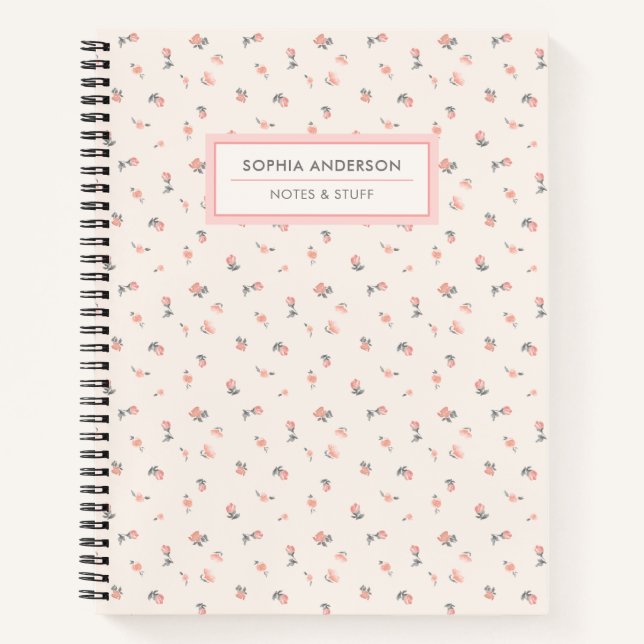 Cuaderno Lindo Coquette Floral Personalizado  (Anverso)