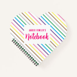 Cuaderno Lindo Corazón Blanco Con Rayas De Arcoíris
