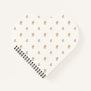 Cuaderno Lindo Corazón En Forma De Flor De Neutro Cálido