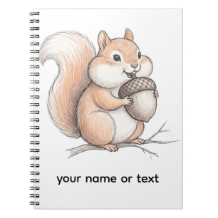 Cuaderno Lindo Crayón Ardilla con Café Dibujado a Mano con