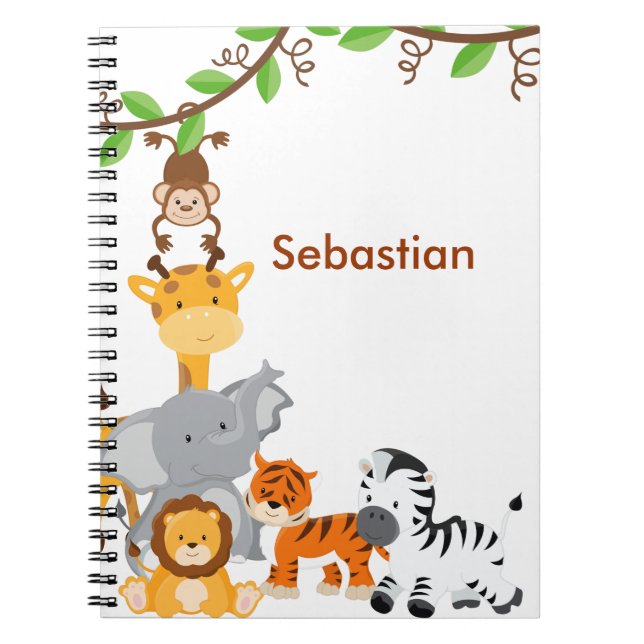 Cuaderno lindo del animal del bebé de la selva (Frente)