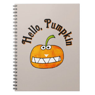 Cuaderno Lindo dibujo animado de calabaza sonriente de otoñ