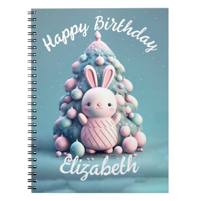 Cuaderno Lindo, divertido, conejo, estilo kawaii (Frente)
