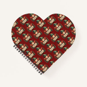 Cuaderno Lindo duende de Navidad sosteniendo un letrero roj