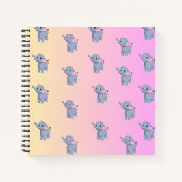 Cuaderno lindo elefante pequeño rosa gris