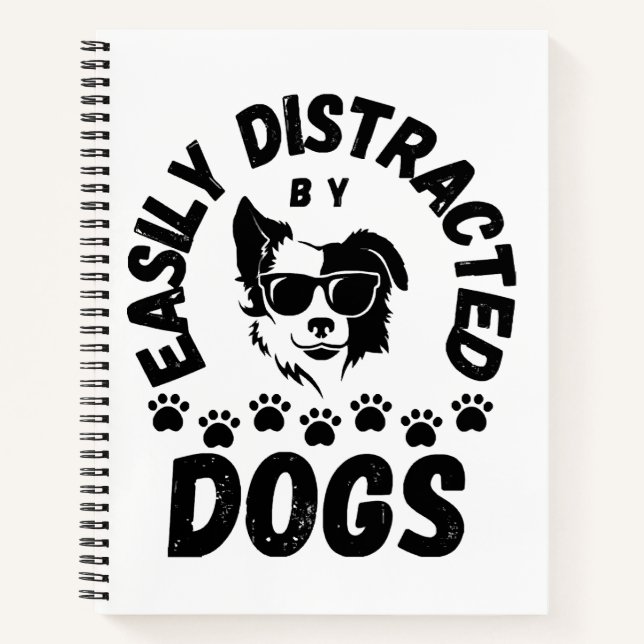 Cuaderno Lindo Fácilmente Distraído por Perros amantes de m (Anverso)