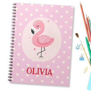 Cuaderno Lindo flamenco rosa caprichoso con lunares