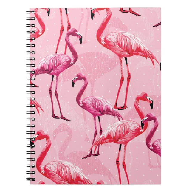 Cuaderno Lindo Flamingo Bird Pink Seamless Pattern (Frente)