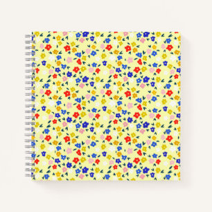 Cuaderno Lindo Floral Delicado y Mono en Amarillo Pastel