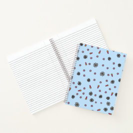 Cuaderno Lindo floral rosa y blanco con estrellas en azul
